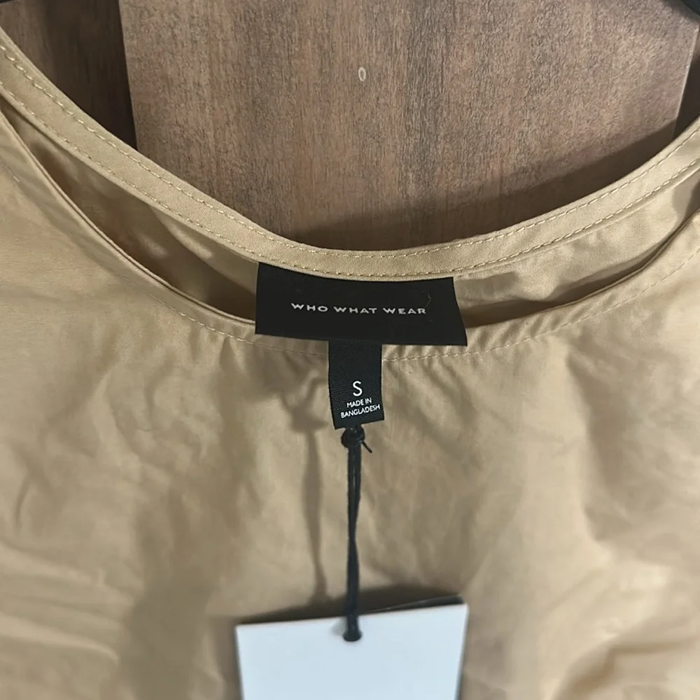 NWT Who What Wear Tan Puff Sleeve Blouse - Picture 7 of 14